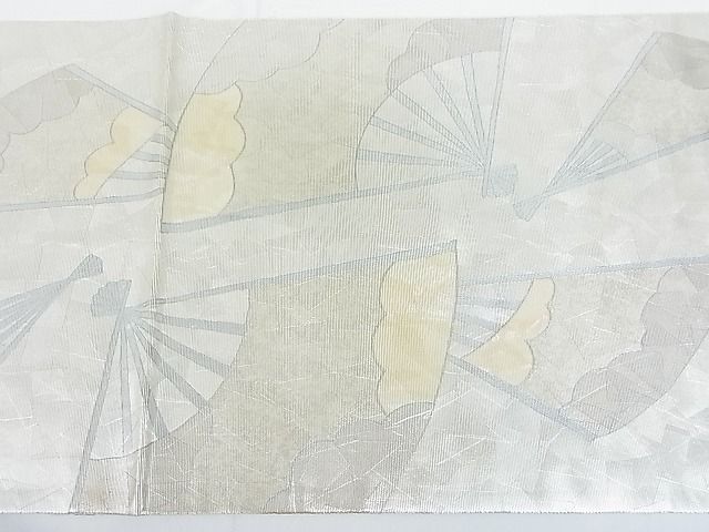 平和屋着物■六通太鼓柄袋帯 螺鈿箔 雲取り扇文 銀糸 逸品 DAAF8825sa