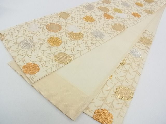 平和屋本店■極上 夏物 皇室・伊勢神宮御用 山口美術織物 山口弘躬 唐織の織匠 山口成三郎謹織 六通柄袋帯 色紙付 逸品 未使用 CZAA0694s4