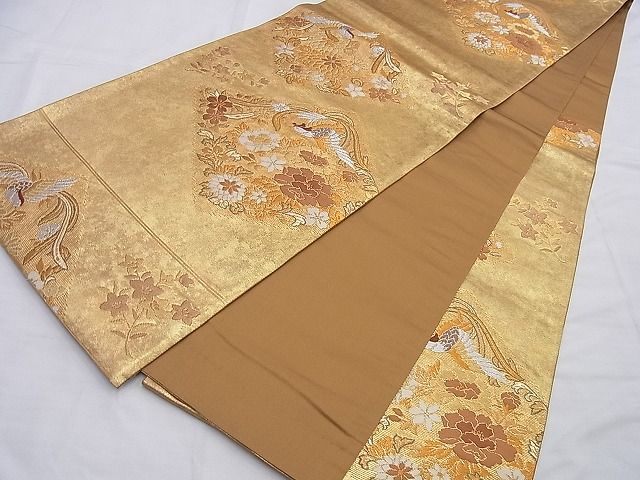 平和屋着物◎六通柄袋帯 唐織 秀鳥彩華 金銀糸 逸品 BAAG8918du