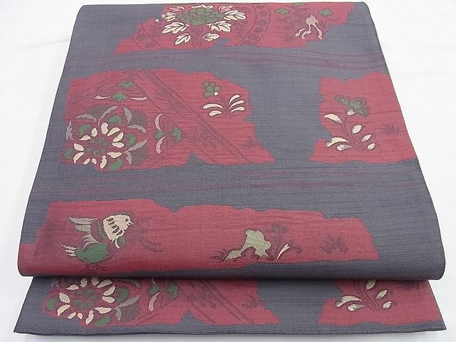 平和屋着物◎六通柄袋帯 ふくれ織 更紗花鳥文 逸品 BAAG8921du