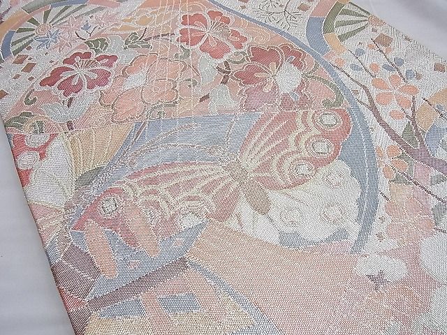 平和屋着物◎佐賀錦 六通柄袋帯 正倉院花蝶文 金銀糸 逸品 BAAG8937du