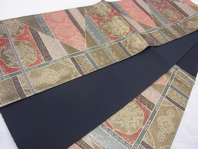 平和屋着物◎六通柄袋帯 天井花唐草文 金糸 逸品 BAAH6023cm