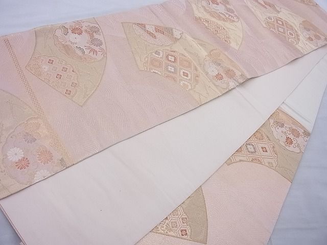 平和屋着物◎六通柄袋帯 地紙雪輪花文 金糸 逸品 BAAH6029cm