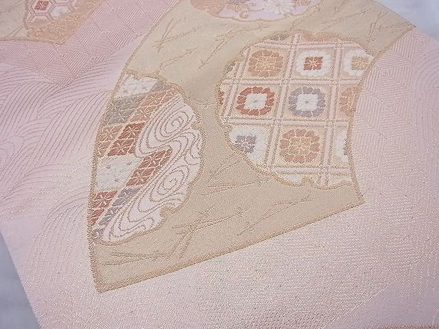 平和屋着物◎六通柄袋帯 地紙雪輪花文 金糸 逸品 BAAH6029cm