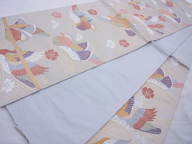 平和屋着物◎六通柄袋帯 唐織 能衣 鴛鴦文 金糸 逸品 BAAH6095cm
