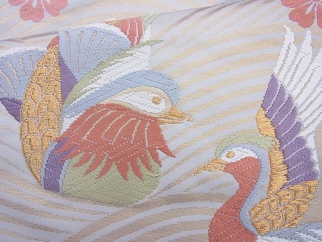 平和屋着物◎六通柄袋帯 唐織 能衣 鴛鴦文 金糸 逸品 BAAH6095cm
