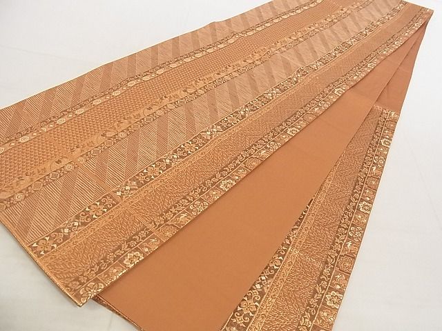 平和屋着物◎六通太鼓柄袋帯 道長鳳凰草花文 金糸 正絹 逸品 AAAJ2930Ajz