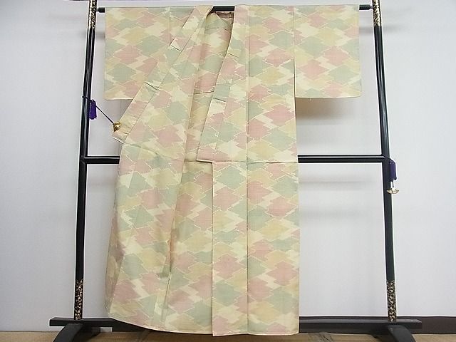 平和屋着物■上質な紬 単衣 松皮菱文 逸品 CAAG7305ut