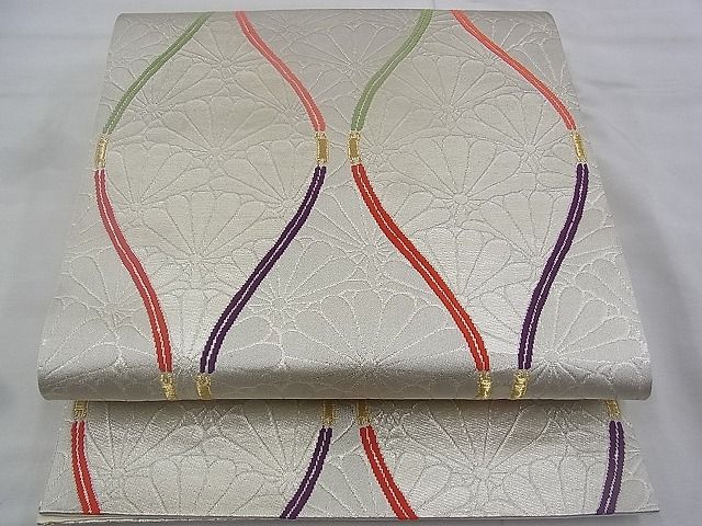 平和屋着物◎六通柄袋帯 唐織 立涌青海波 金糸 逸品 BAAG7654ui