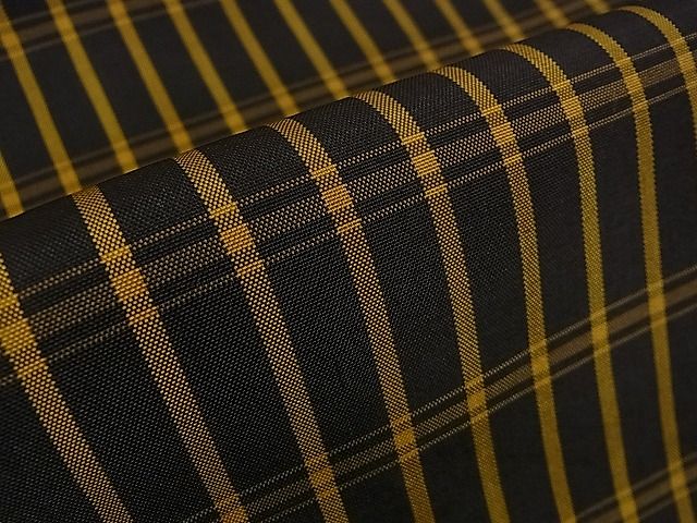 平和屋本店●極上 本場黄八丈 黒八丈 平織 紬 格子 逸品 DZAA1674kh4