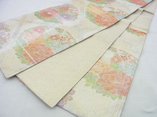 平和屋着物◎佐賀錦 六通柄袋帯 菱天井花丸文 金銀糸 逸品 BAAH2807jm