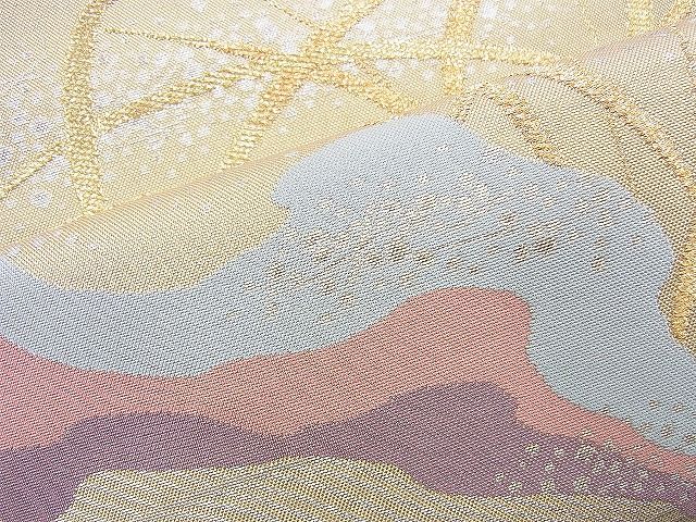 平和屋着物◎六通柄袋帯 道長すすき文 金糸 逸品 BAAH2816jm