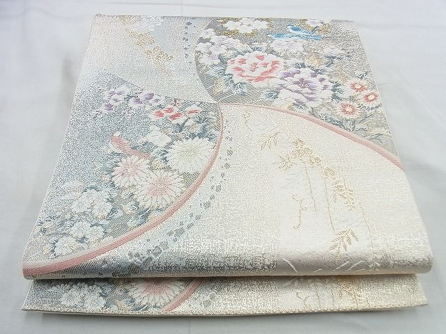平和屋着物◎六通柄袋帯 唐織 花鳥文 金銀糸 逸品 BAAH2874jm