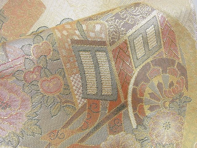 平和屋着物◎佐賀錦 六通柄袋帯 御所車花文 金糸 逸品 BAAH2912jm