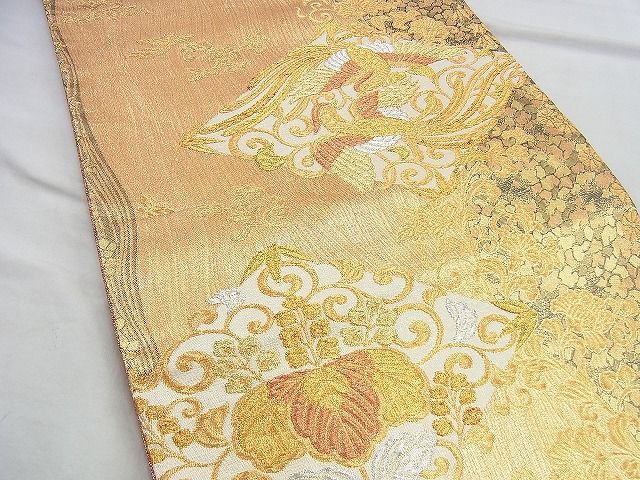 平和屋着物◎佐賀錦 六通柄袋帯 鳳凰花菱文 金銀糸 逸品 BAAH2922jm