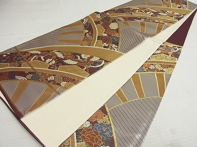 平和屋着物◎六通柄袋帯 亀甲花鳥文 金銀糸 正絹 逸品 AAAI1183Awj