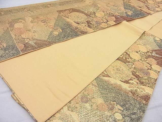 平和屋着物■六通柄袋帯 鏡裏秋草文 金糸 逸品 BAAH6748ea