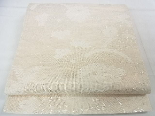 平和屋着物■夏物 六通柄袋帯 籬草花文 銀糸 逸品 DAAG9026op