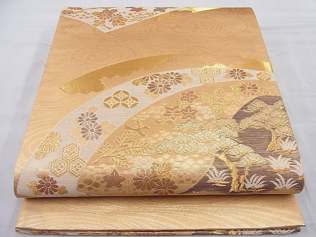 平和屋着物◎六通柄袋帯 地紙草花文 金糸 逸品 BAAH7870ea