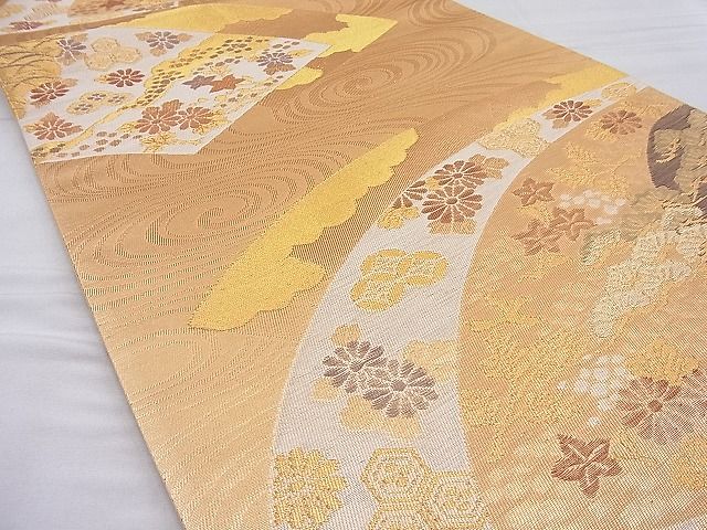 平和屋着物◎六通柄袋帯 地紙草花文 金糸 逸品 BAAH7870ea