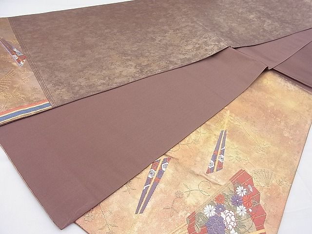 平和屋着物◎太鼓柄袋帯 唐織 扇面散らし花文 金糸 逸品 BAAH7893ea