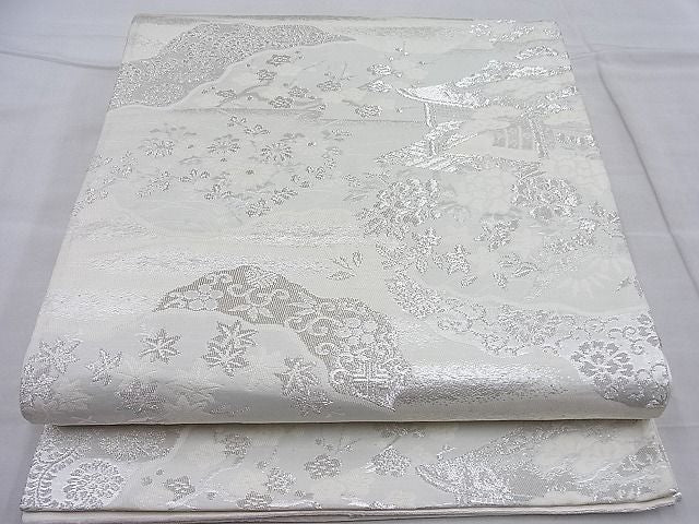 平和屋着物◎六通柄袋帯 唐織 道長風景文 金銀糸 逸品 BAAH7911ea