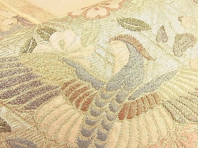 平和屋着物◎六通柄袋帯 鳳凰枝垂れ桜 金糸 逸品 BAAH7903ea