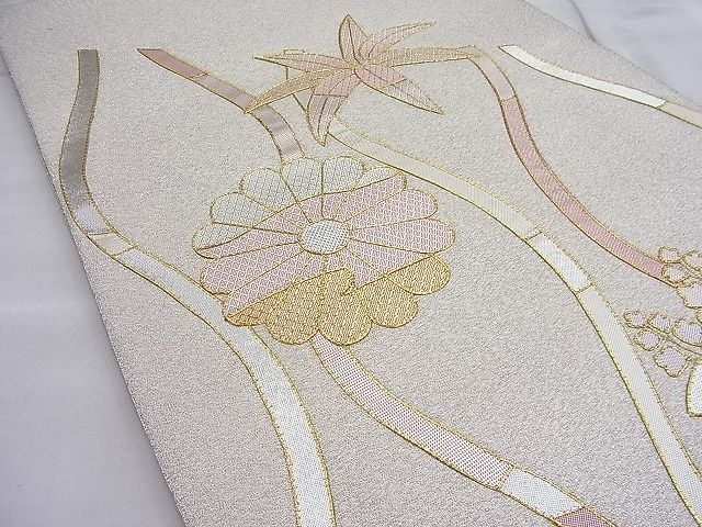 平和屋着物◎太鼓柄袋帯 駒刺繍 立涌桐菊文 金銀糸 逸品 BAAH7983ea