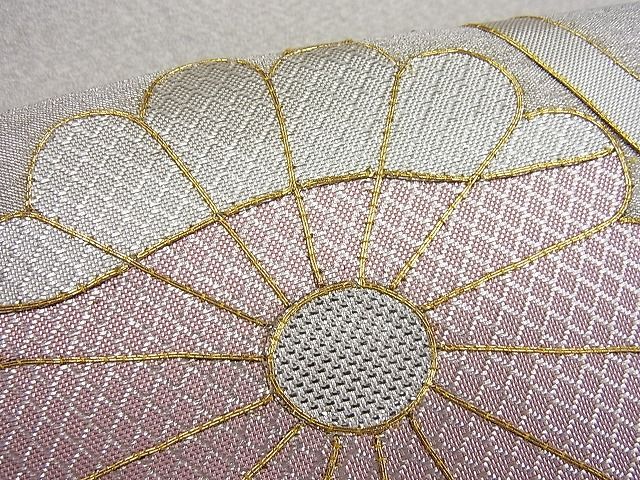 平和屋着物◎太鼓柄袋帯 駒刺繍 立涌桐菊文 金銀糸 逸品 BAAH7983ea