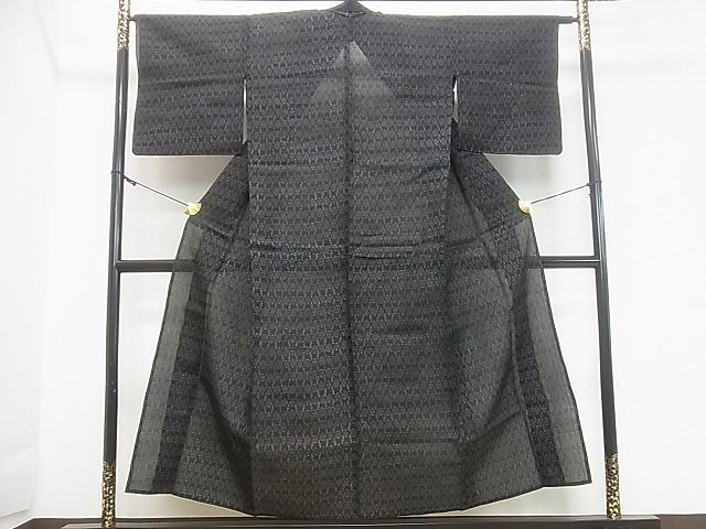 平和屋着物■夏物 小紋 抽象文様 黒地 DAAF4853ud