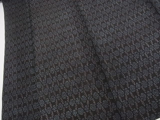平和屋着物■夏物 小紋 抽象文様 黒地 DAAF4853ud