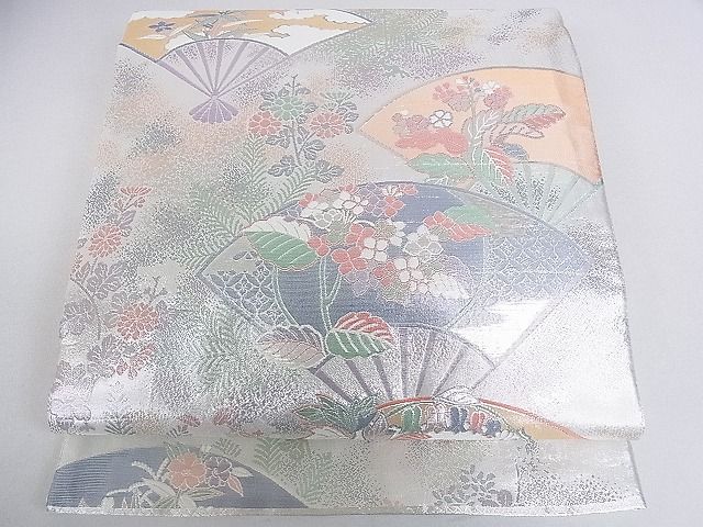 平和屋着物◎佐賀錦 六通柄袋帯 扇面花文 金銀糸 逸品 DAAF5915cf