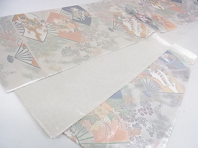 平和屋着物◎佐賀錦 六通柄袋帯 扇面花文 金銀糸 逸品 DAAF5915cf