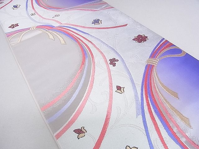 平和屋着物◎六通柄袋帯 結び紐花文 金銀糸 逸品 DAAF5906cf