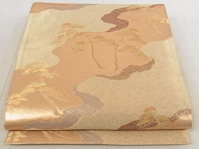 平和屋着物◎六通柄袋帯 道長松文 金糸 鈴乃屋扱い 正絹 逸品 AAAJ0989Aaz