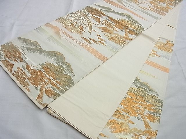 平和屋着物◎六通柄袋帯 籬浜松霞文 金糸 逸品 BAAG8986du