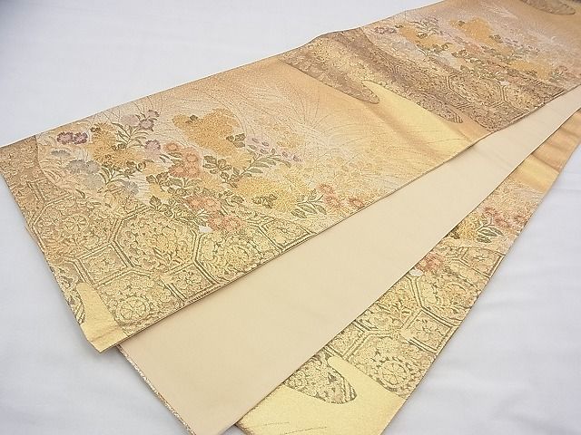 平和屋着物◎六通柄袋帯 唐織 正倉院秋草文 金銀糸 逸品 BAAH5990fk