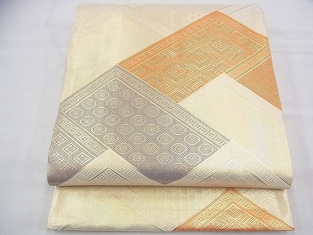 平和屋着物◎佐賀錦 本場筑前博多織 六通柄袋帯 菱吉祥文 金糸 証紙付き 逸品 BAAH5986fk