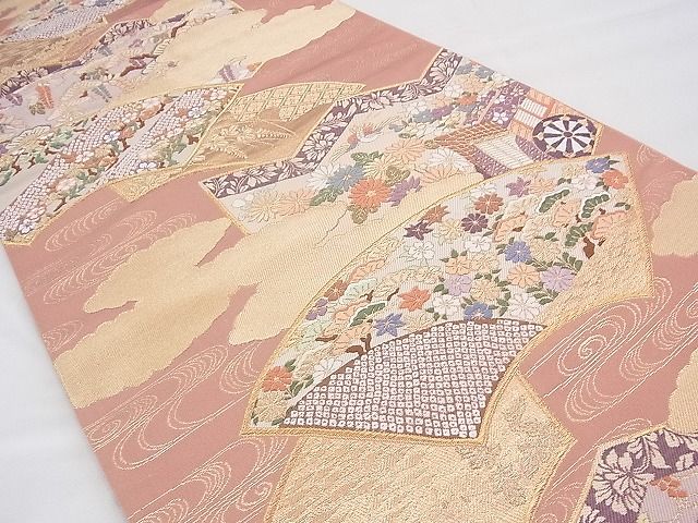 平和屋着物◎六通柄袋帯 唐織 京五彩花 金糸 逸品 BAAH8361fk