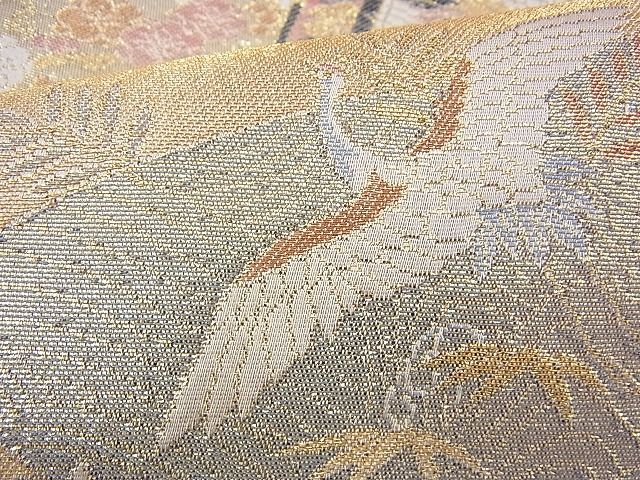 平和屋着物◎六通柄袋帯 飛鶴御所車花文 金糸 逸品 BAAH8368fk
