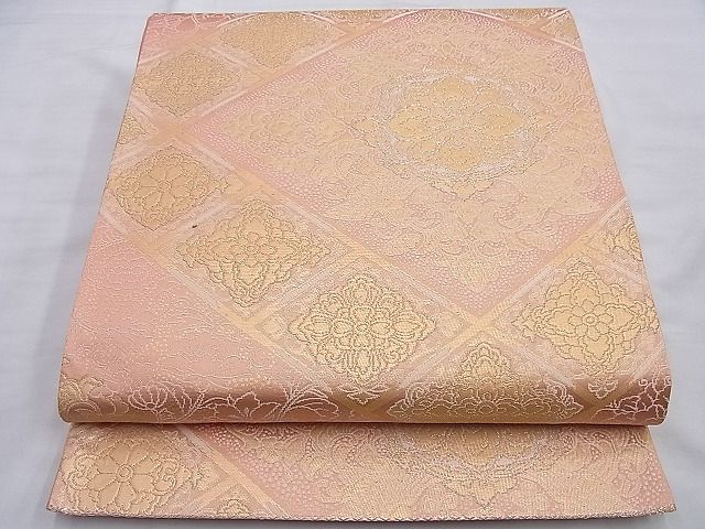 平和屋着物◎六通柄袋帯 正倉院菱文様 金糸 逸品 BAAI0258du