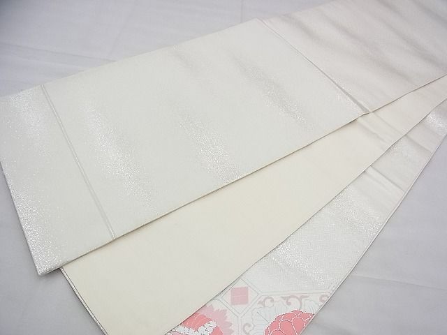 平和屋着物◎太鼓柄袋帯 駒刺繍 総画蜀江桐菊文 銀糸 逸品 BAAH8396fk