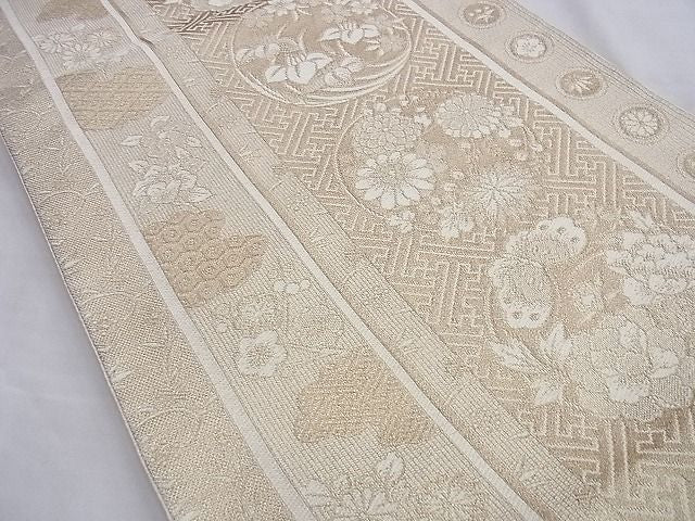 平和屋着物◎六通柄袋帯 花丸間道 金糸 逸品 BAAI0317du