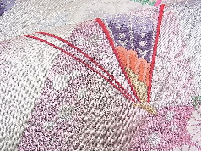 平和屋着物◎六通柄袋帯 唐織 花蝶文 金銀糸 逸品 BAAH9220fk