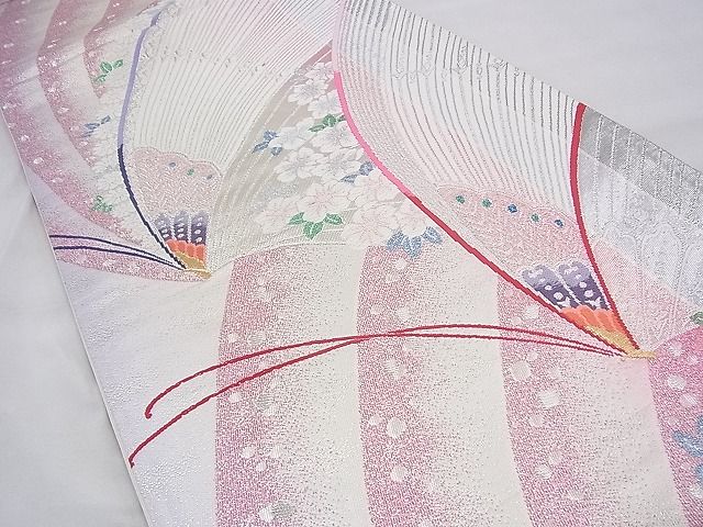 平和屋着物◎六通柄袋帯 唐織 花蝶文 金銀糸 逸品 BAAH9220fk