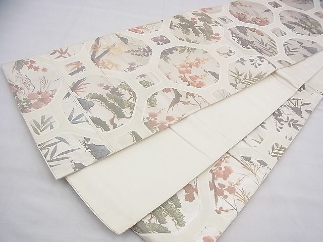 平和屋着物◎六通柄袋帯 手描き 華衣雅箔 銀糸 逸品 BAAH9219fk