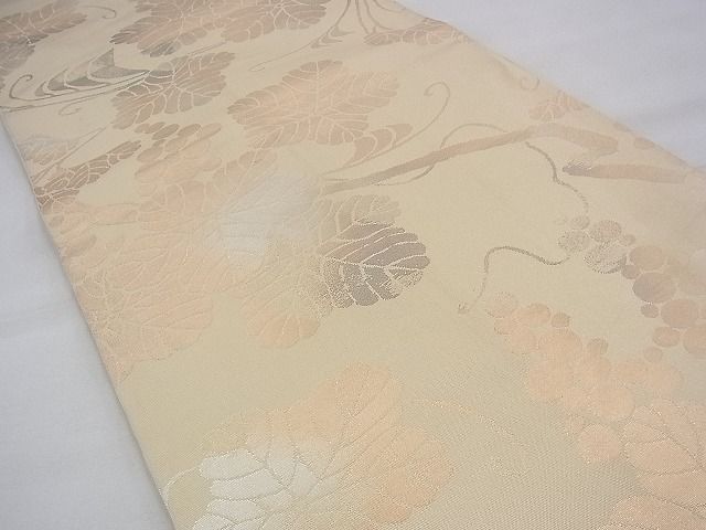 平和屋着物◎全通柄 本袋帯 葡萄蔦の葉文 金糸 逸品 BAAH9205fk