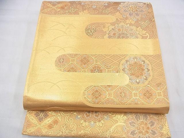 平和屋着物◎六通柄袋帯 正倉院エ霞文様 金糸 逸品 BAAH9261fk