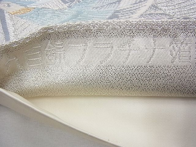 平和屋着物◎六通柄袋帯 唐織 派鳥彩花文 九百錦 プラチナ箔 逸品 BAAH9298fk