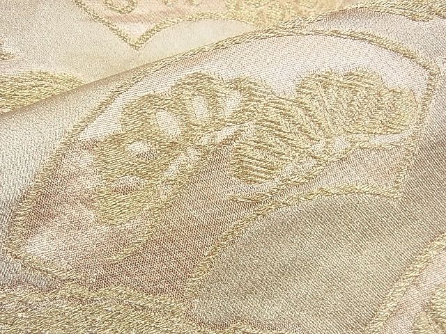 平和屋着物◎六通柄袋帯 地紙草花文 金糸 逸品 BAAH9343fk